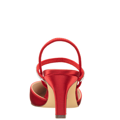 Nina Shoes Billie Red Satin Mid-Heel Pumps