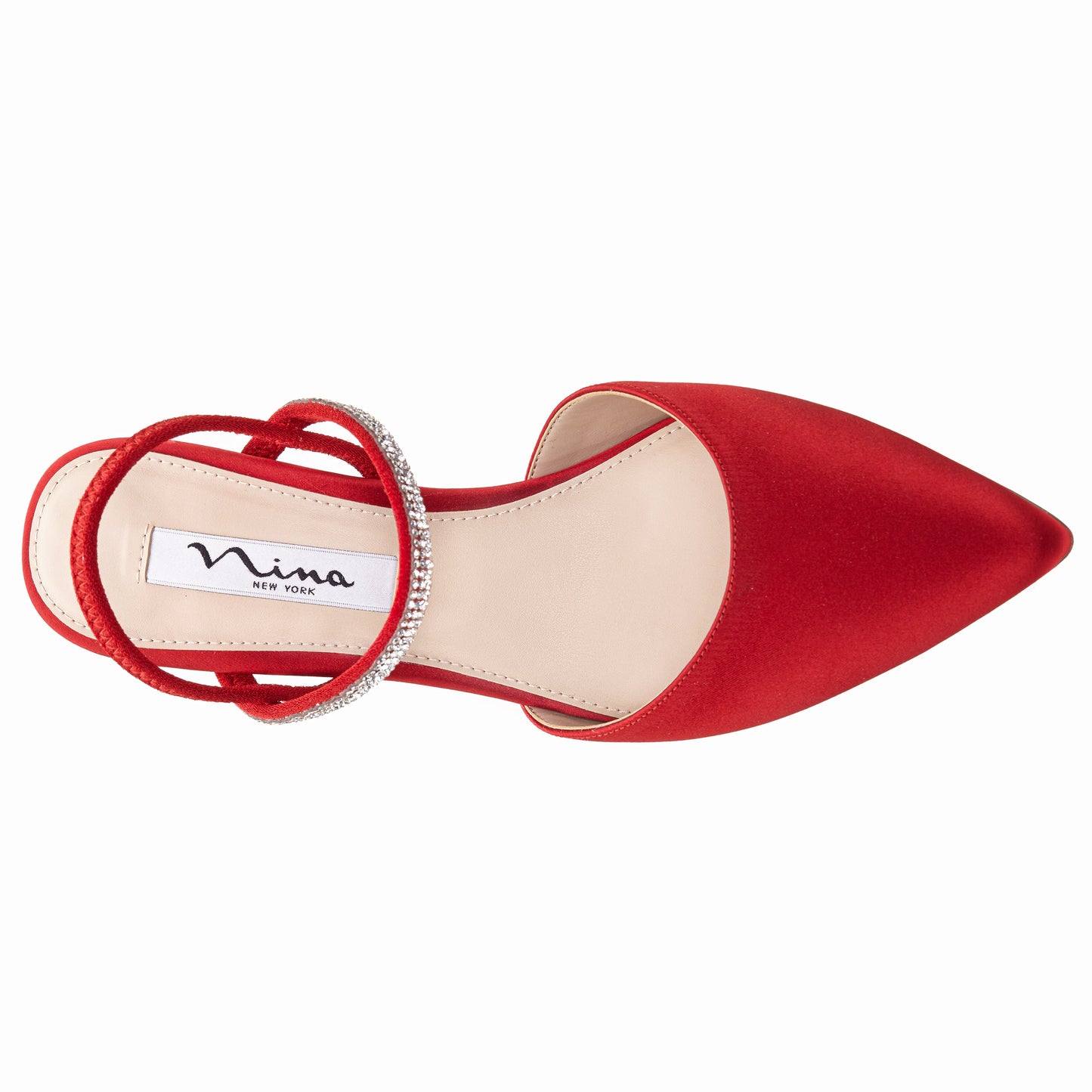 Nina Shoes Billie Red Satin Mid-Heel Pumps