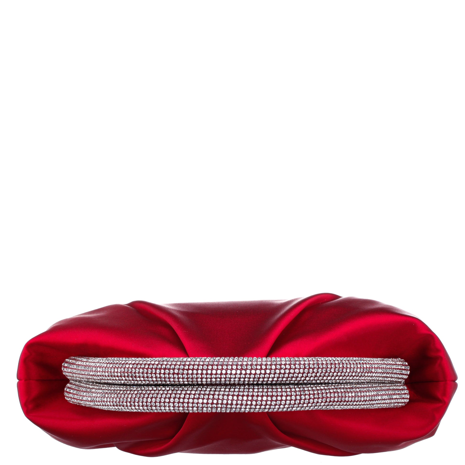 Nina Shoes Jane Red Satin/Glass Crystal Frame Clutch
