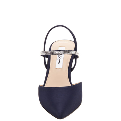 Nina Shoes Billie Blue Satin Mid-Heel Pumps