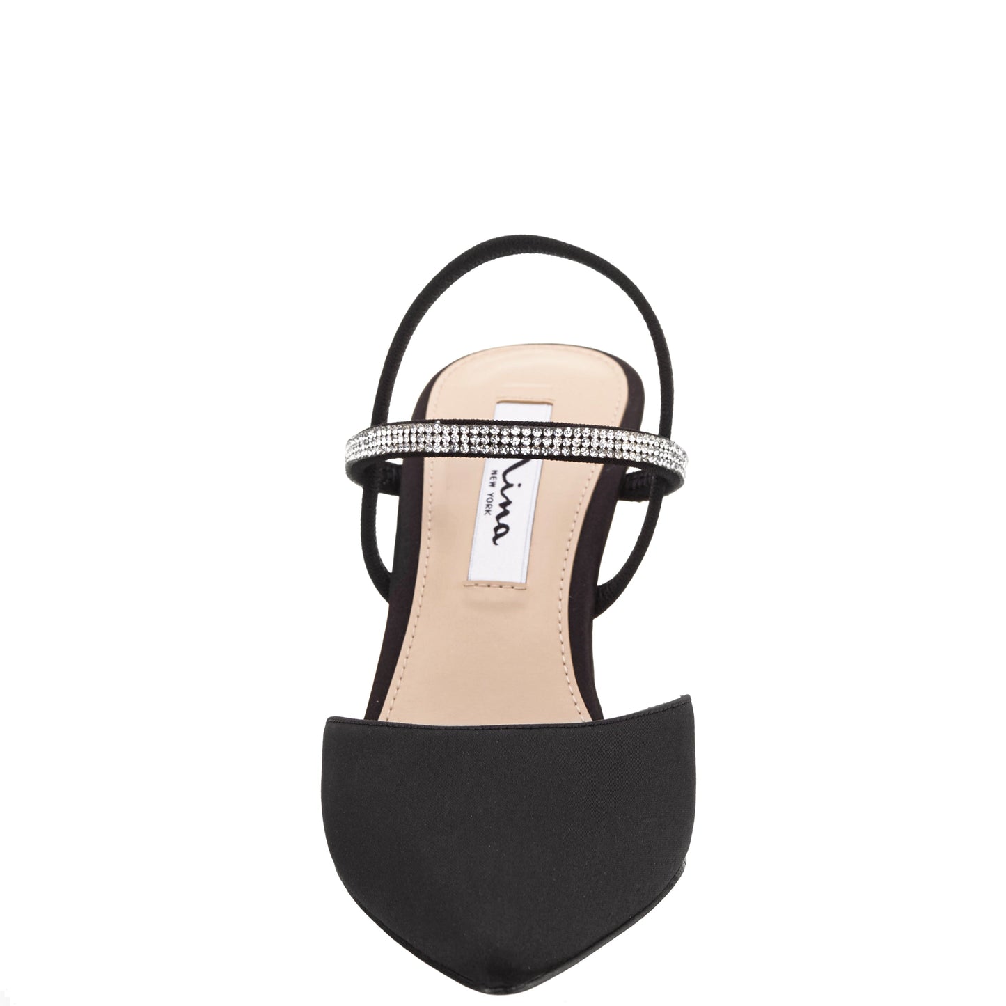 Nina Shoes Billie Black Satin Mid-Heel Pumps