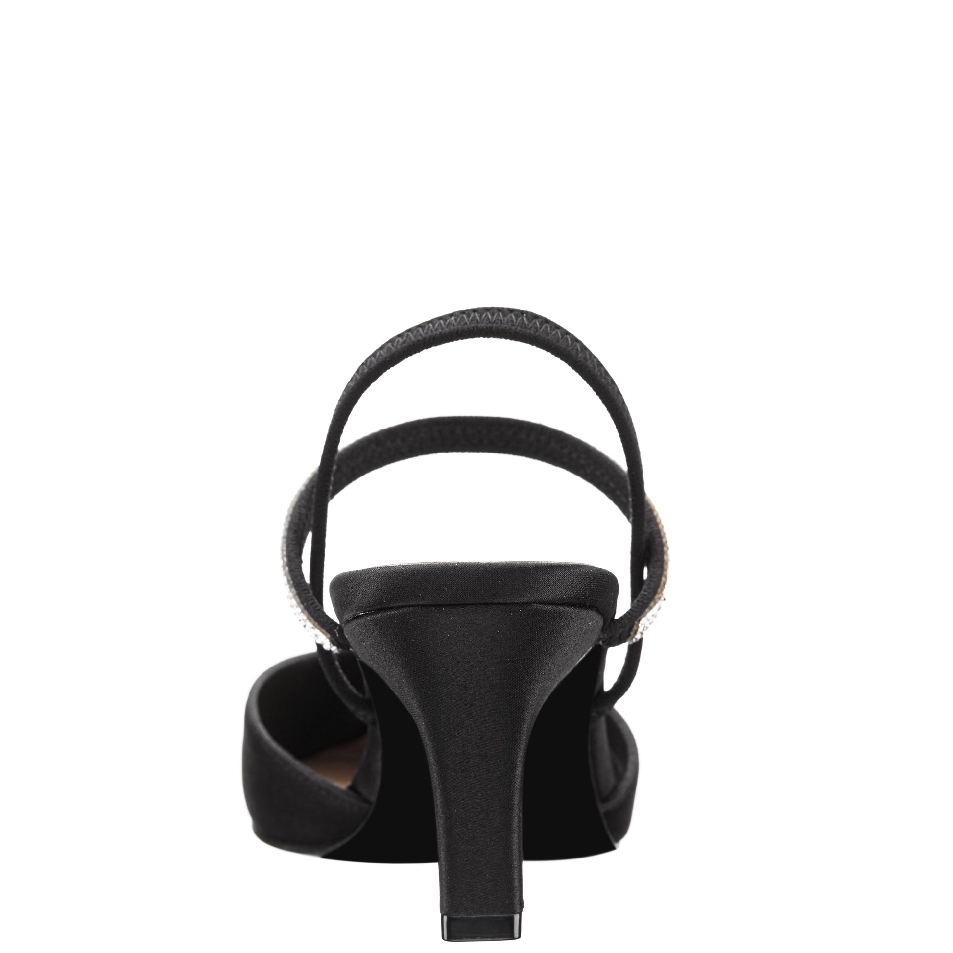 Nina Shoes Billie Black Satin Mid-Heel Pumps