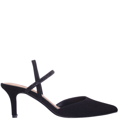 Nina Shoes Billie Black Glam Suede Mid-Heel Pumps