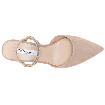 Nina Shoes Billie Tan Glam Suede Mid-heel Pumps