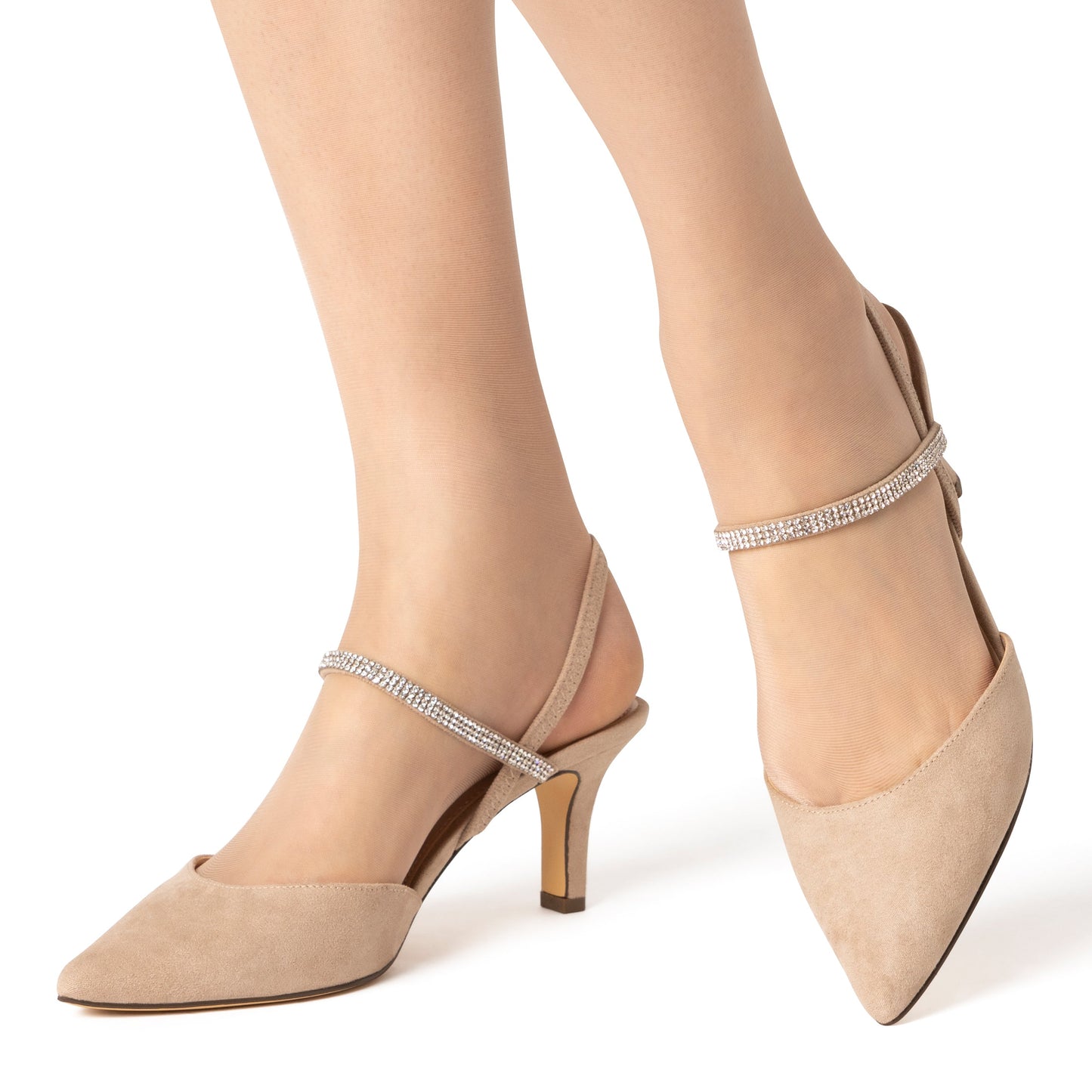 Nina Shoes Billie Tan Glam Suede Mid-heel Pumps