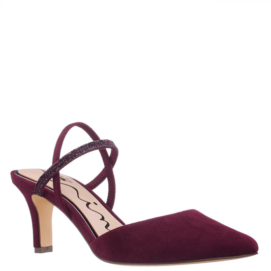 Nina Shoes Billie Red Glam Suede Mid-Heel Pumps
