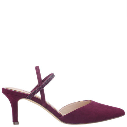 Nina Shoes Billie Red Glam Suede Mid-Heel Pumps