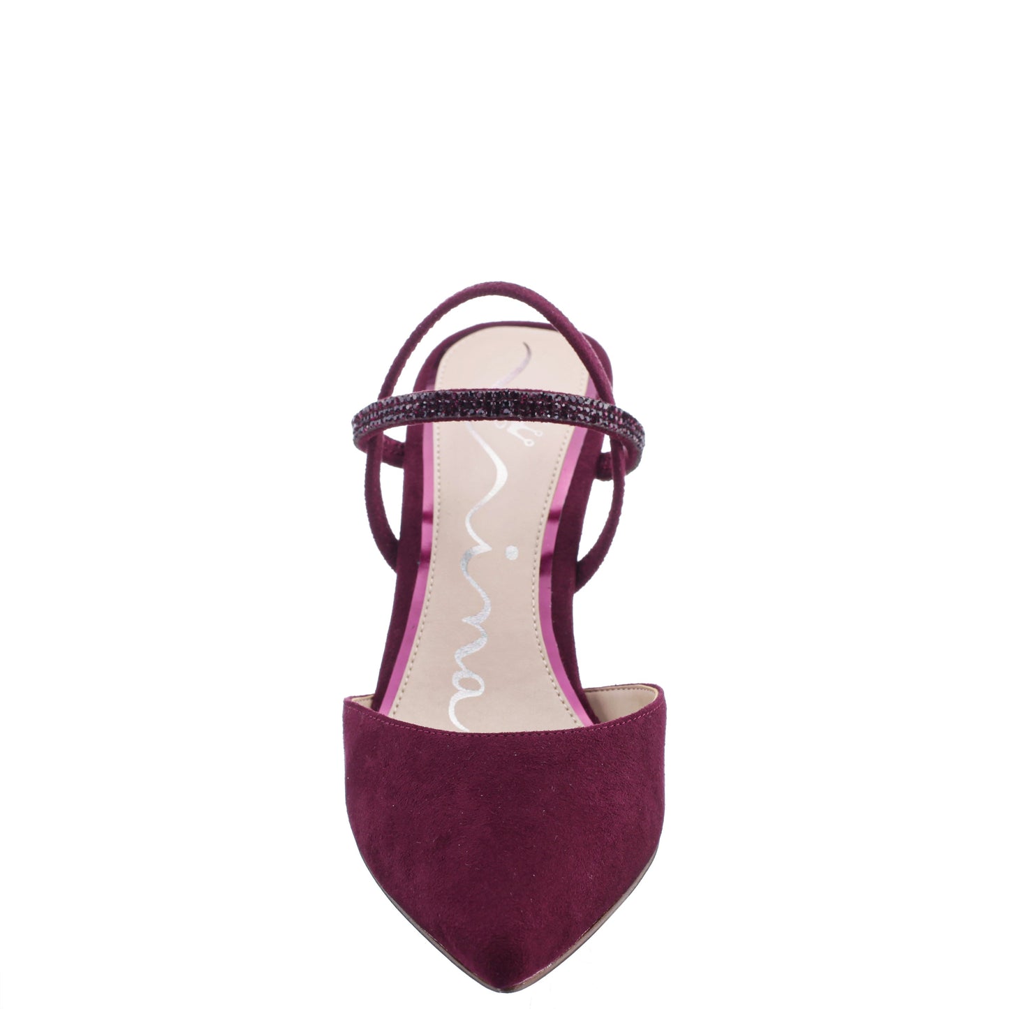 Nina Shoes Billie Red Glam Suede Mid-Heel Pumps
