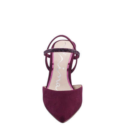 Nina Shoes Billie Red Glam Suede Mid-Heel Pumps