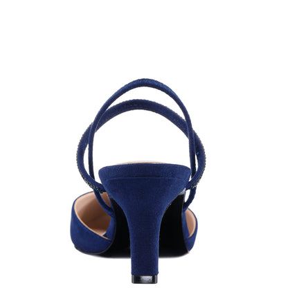 Nina Shoes Billie Blue Satin Mid-Heel Pumps