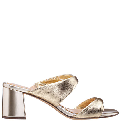 Nina Shoes Bassie Gold Metallic Block Heel Sandal