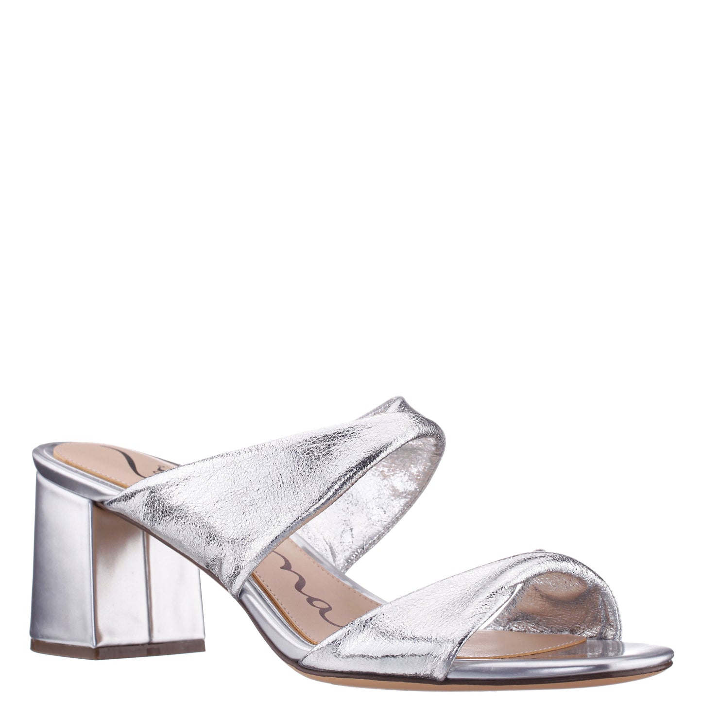 Nina Shoes Bassie Silver Metallic Block Heel Sandal