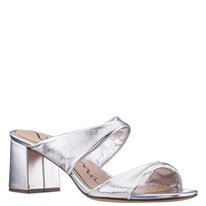 Nina Shoes Bassie Silver Metallic Block Heel Sandal