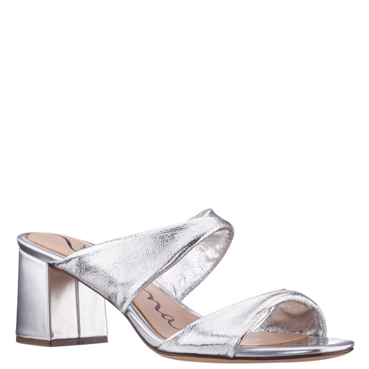 Nina Shoes Bassie Silver Metallic Block Heel Sandal