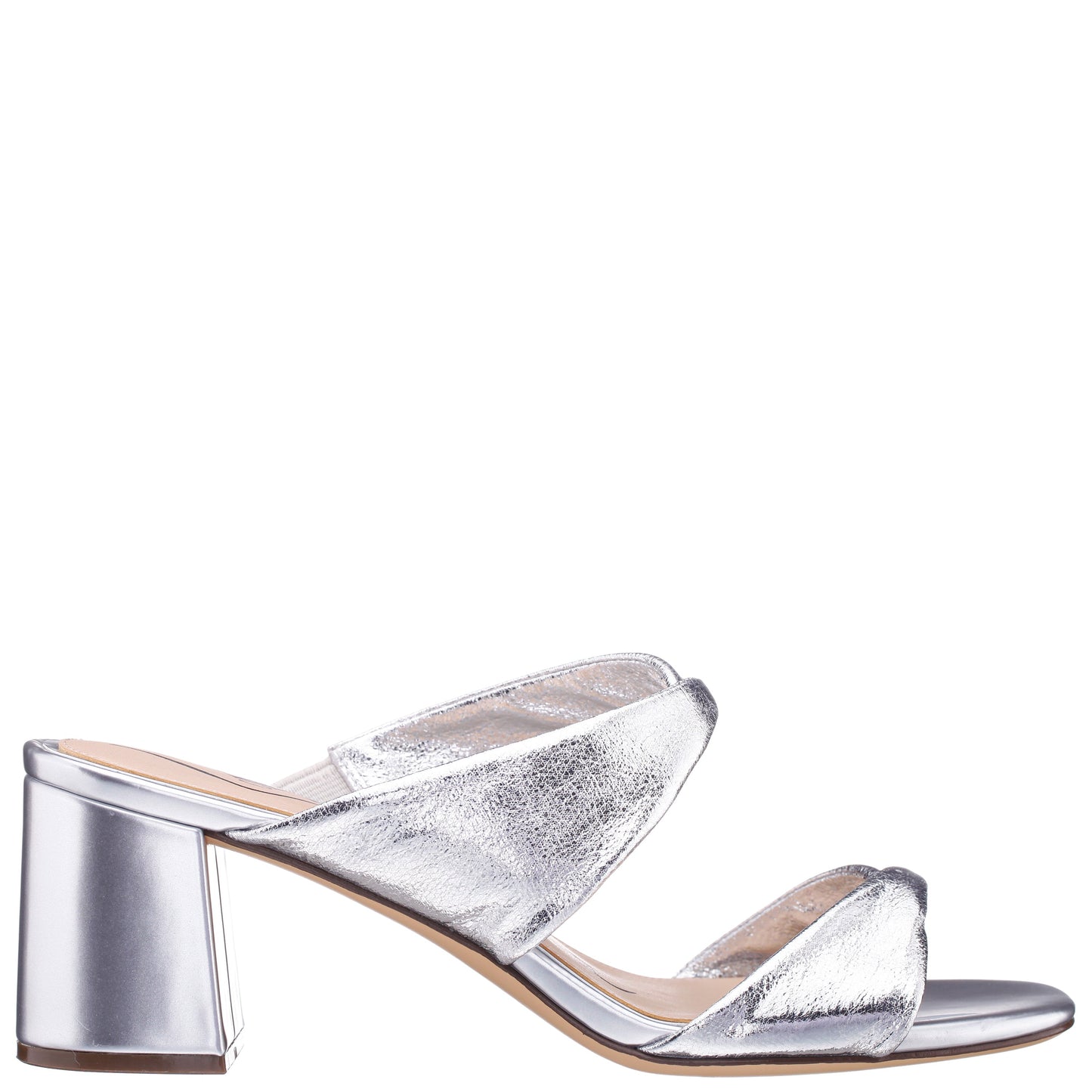 Nina Shoes Bassie Silver Metallic Block Heel Sandal