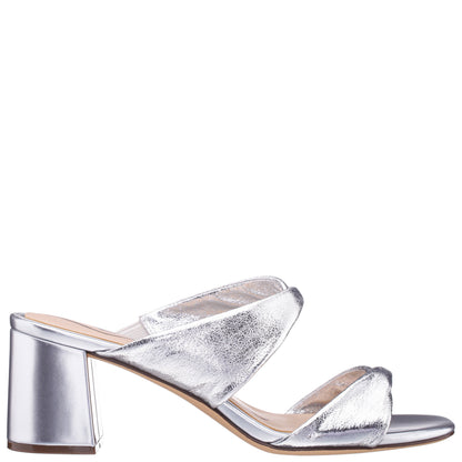 Nina Shoes Bassie Silver Metallic Block Heel Sandal