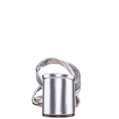 Nina Shoes Bassie Silver Metallic Block Heel Sandal