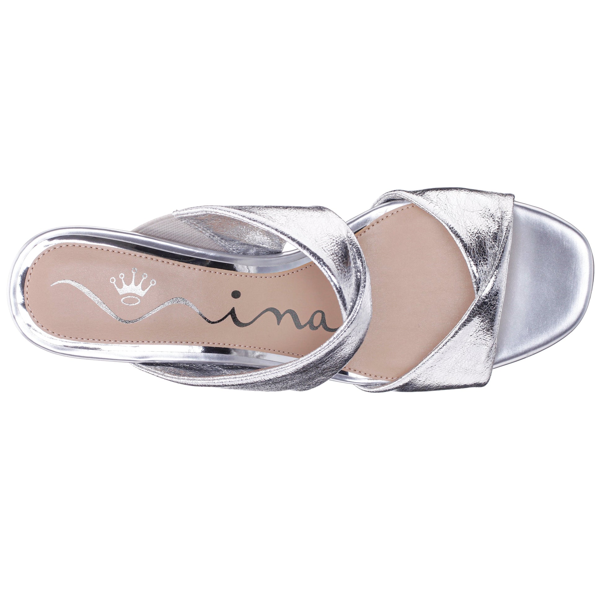 Nina Shoes Bassie Silver Metallic Block Heel Sandal