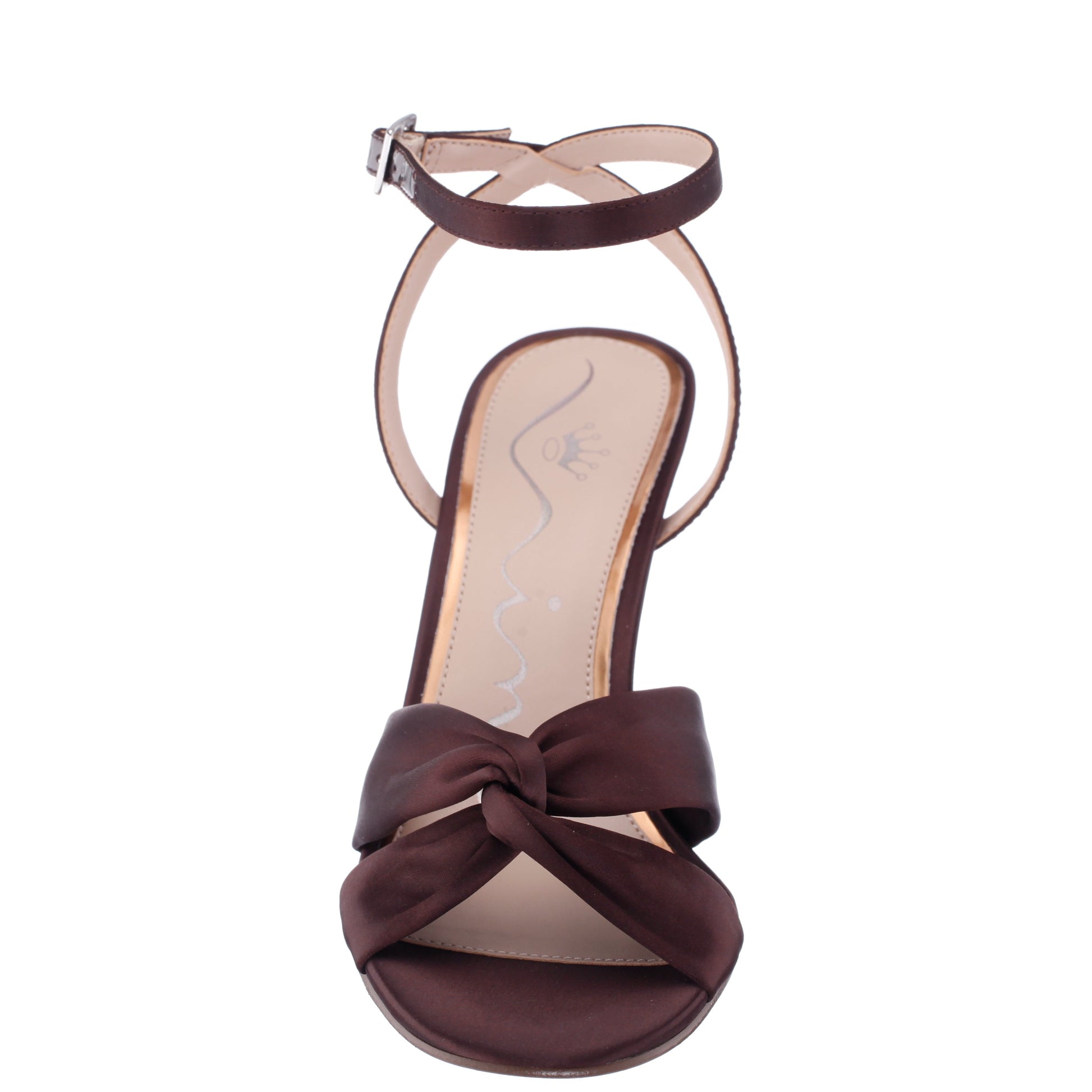 Nina Shoes Ashley Brown Satin Block-Heel Sandals