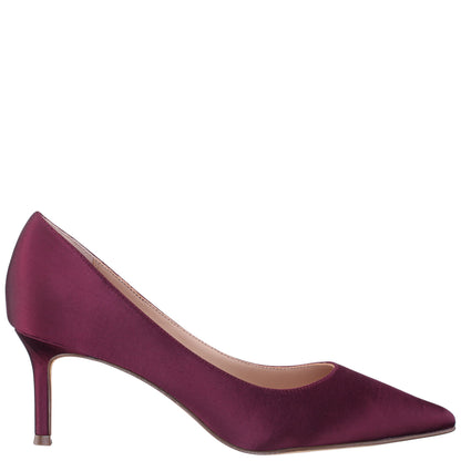 Nina Shoes Nina60 Bordeaux Satin Mid-Heel Classic Pump