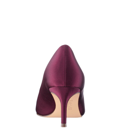 Nina Shoes Nina60 Bordeaux Satin Mid-Heel Classic Pump