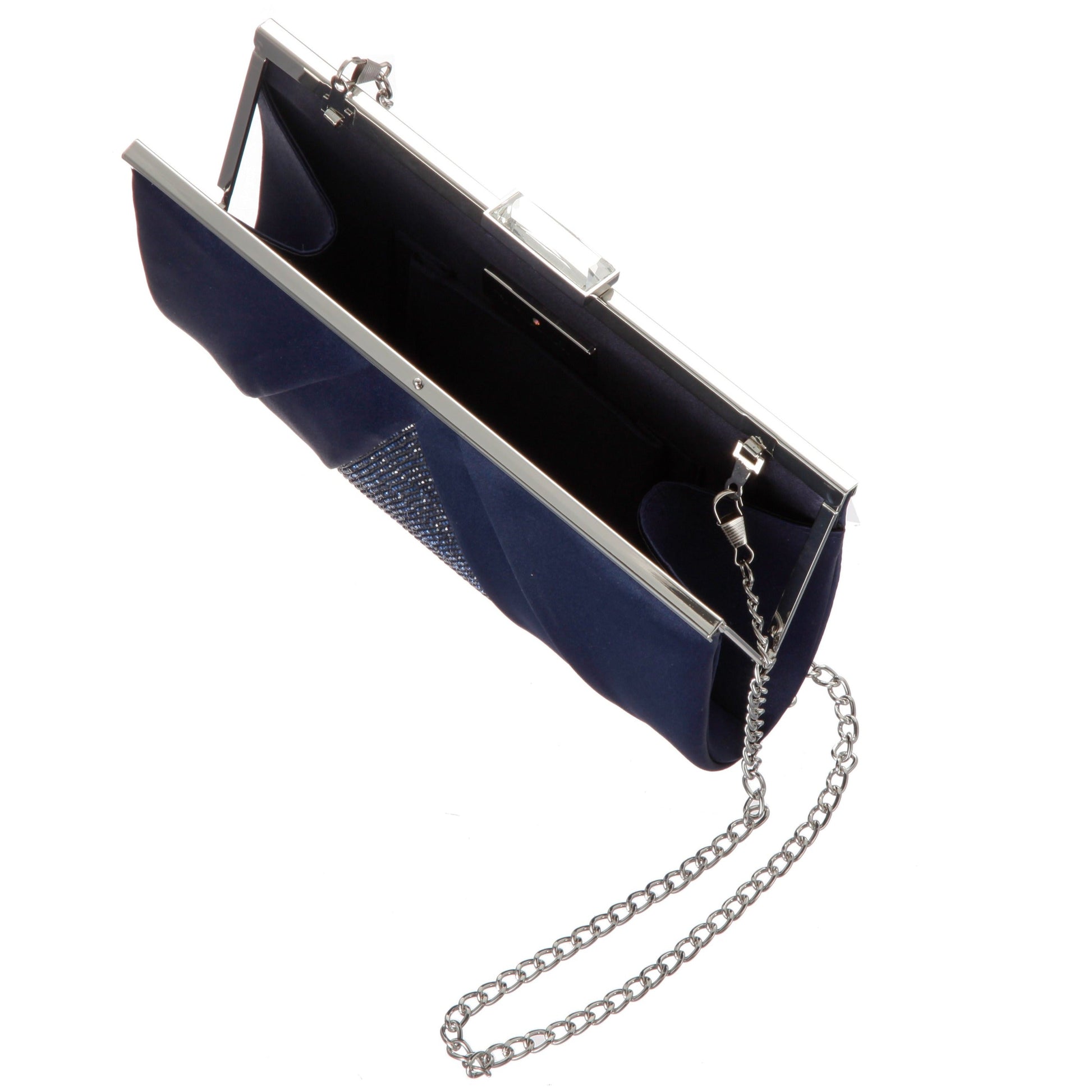 Nina Shoes Ophelia Blue Pleated Satin Frame Clutch