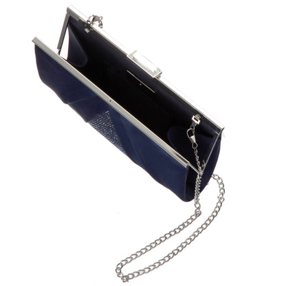 Nina Shoes Ophelia Blue Pleated Satin Frame Clutch