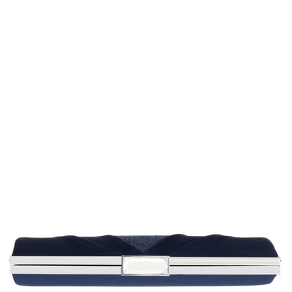 Nina Shoes Ophelia Blue Pleated Satin Frame Clutch