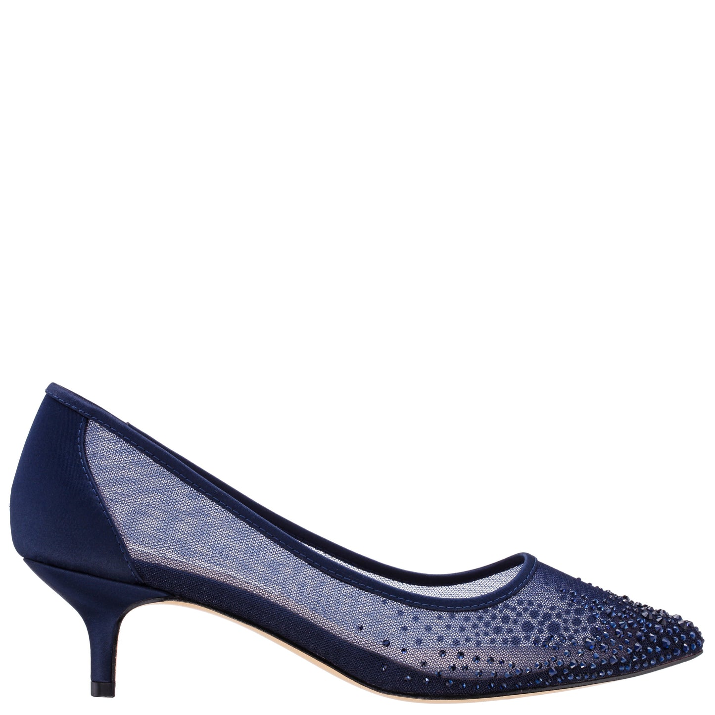 Nina Shoes Sofie Blue Mesh with Faceted Crystals Kitten-Heel Pumps