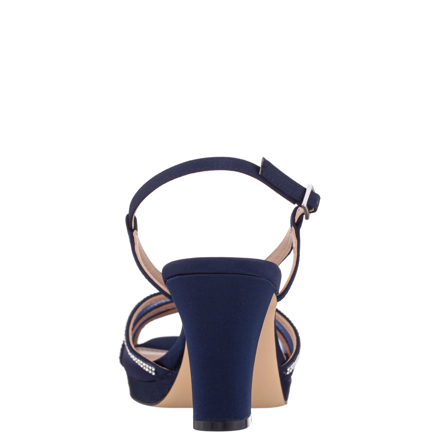 Nina Shoes Bonney Navy Satin Block-Heel Platform Sandals