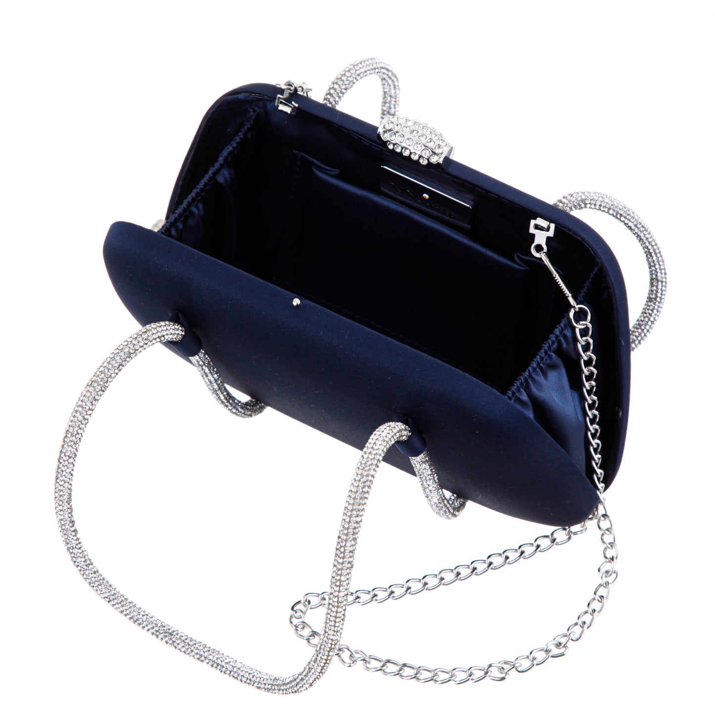 Nina Shoes Camara Blue Satin/Glass Crystal Minaudiere