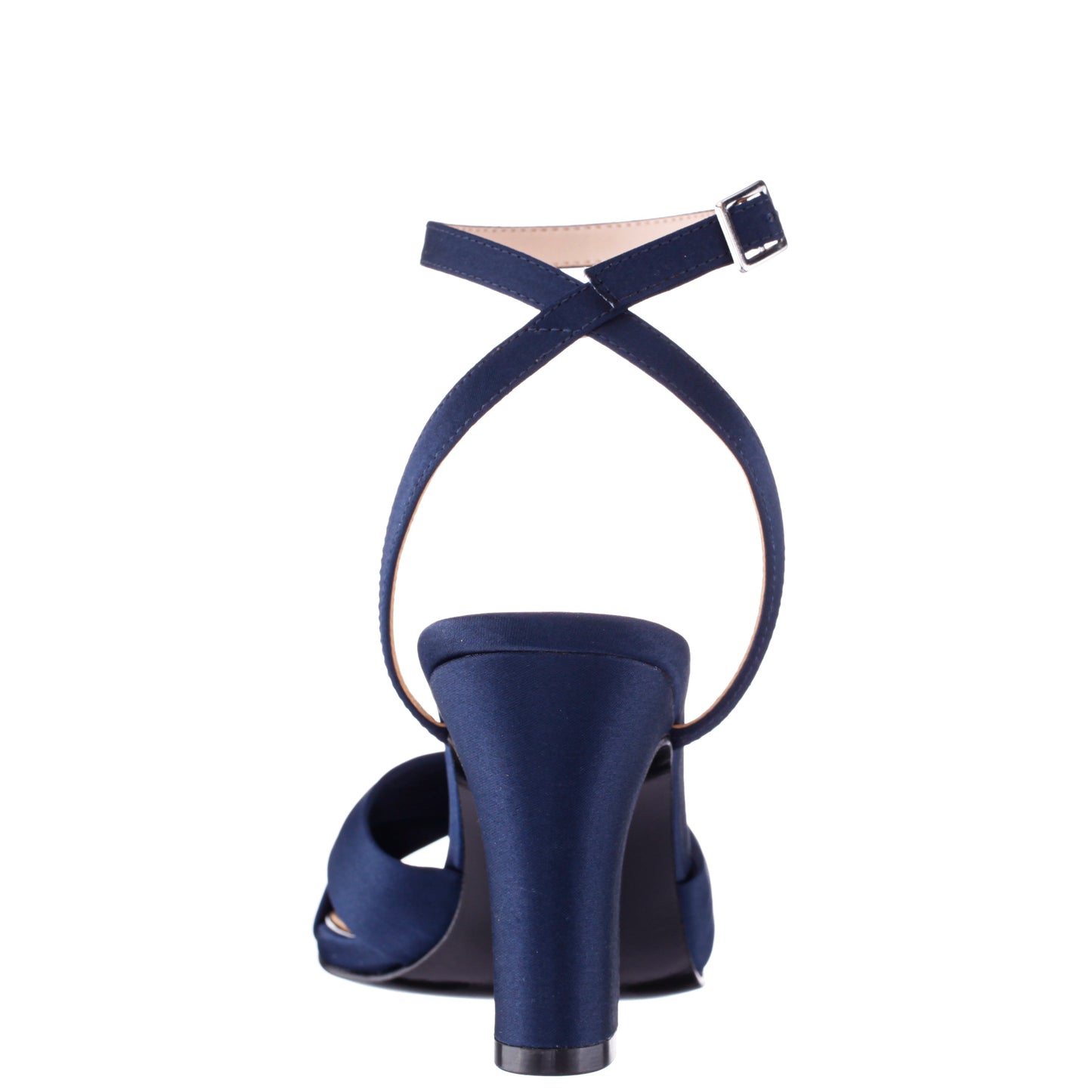 Nina Shoes Ashley Navy Satin Block-Heel Sandals