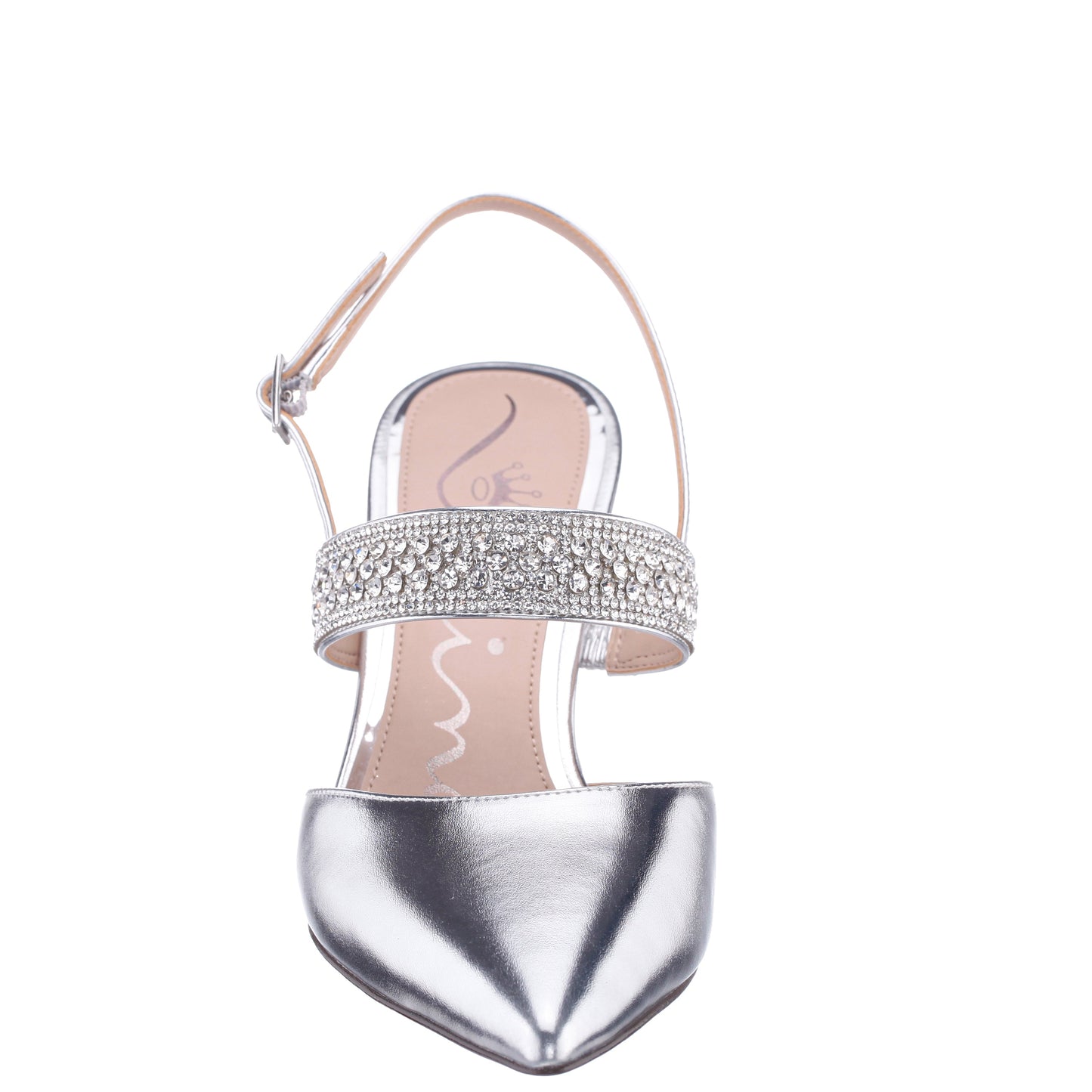 Nina Shoes Trista Silver Metallic Sling Back Mid-Heel Pumps