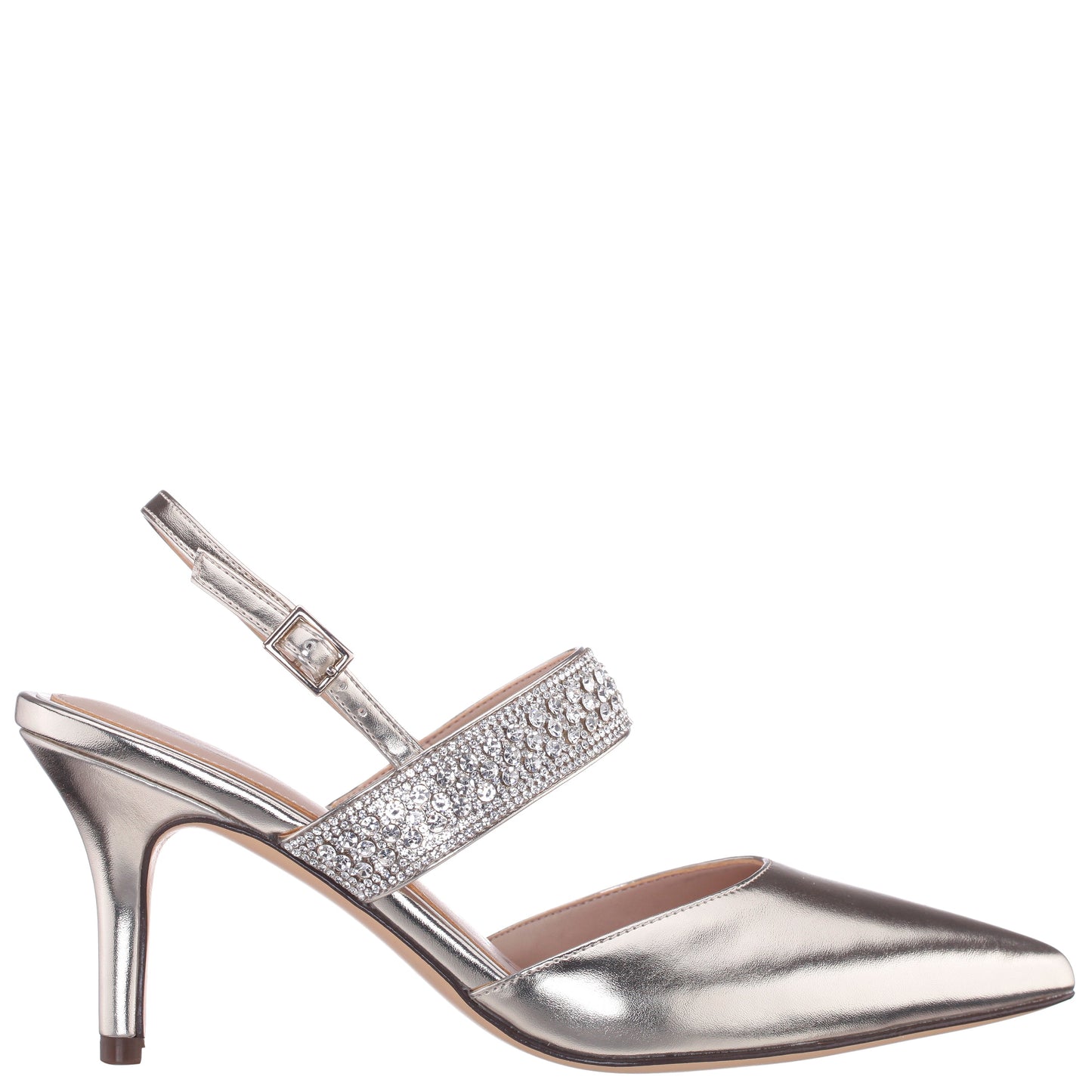 Nina Shoes Trista Platino Metallic Sling Back Mid-Heel Pumps