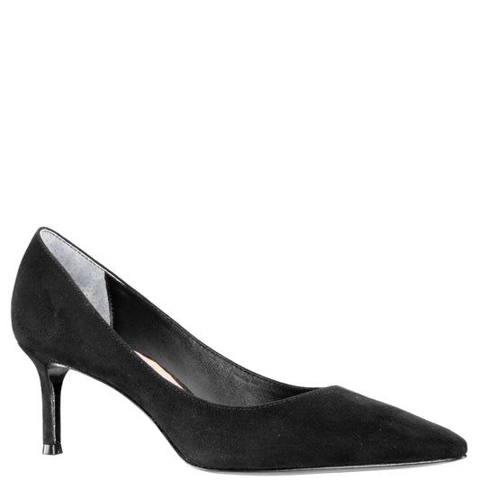 Nina Shoes Nina60 True Black Suedette Mid-Heel Classic Pump