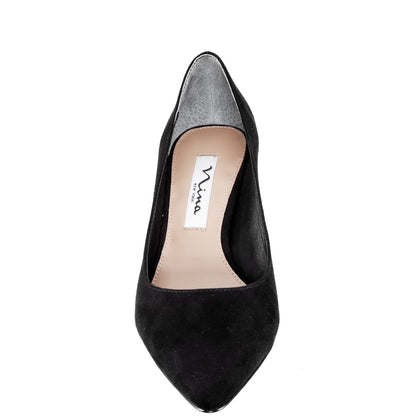 Nina Shoes Nina60 True Black Suedette Mid-Heel Classic Pump