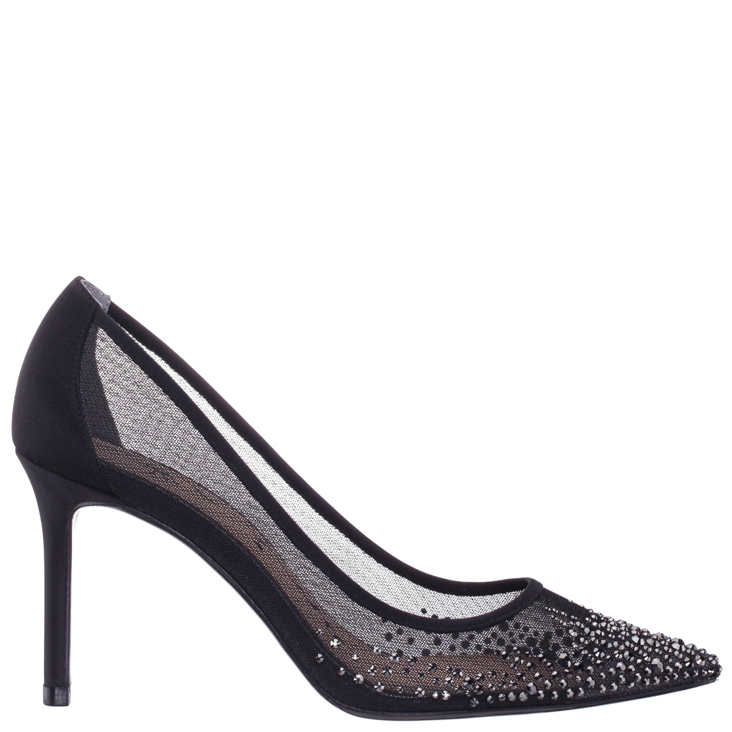 Nina Shoes Nalia Black Mesh with Faceted Crystals High-Heel Pumps