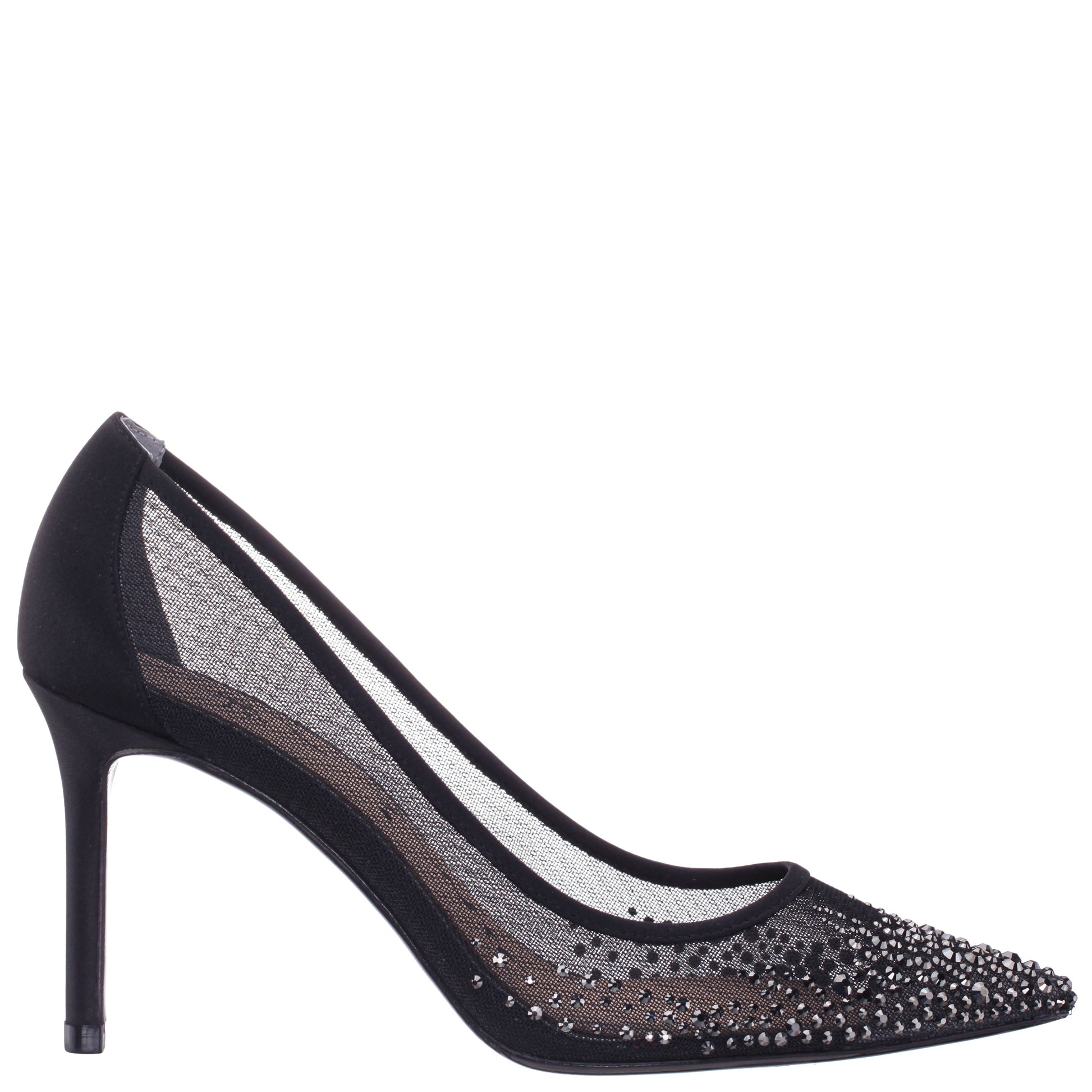 Nina Shoes Nalia Black Mesh with Faceted Crystals High-Heel Pumps