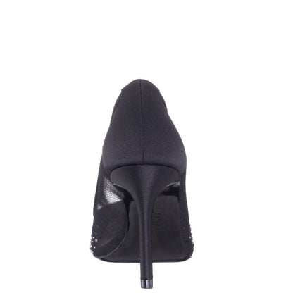 Nina Shoes Nalia Black Mesh with Faceted Crystals High-Heel Pumps