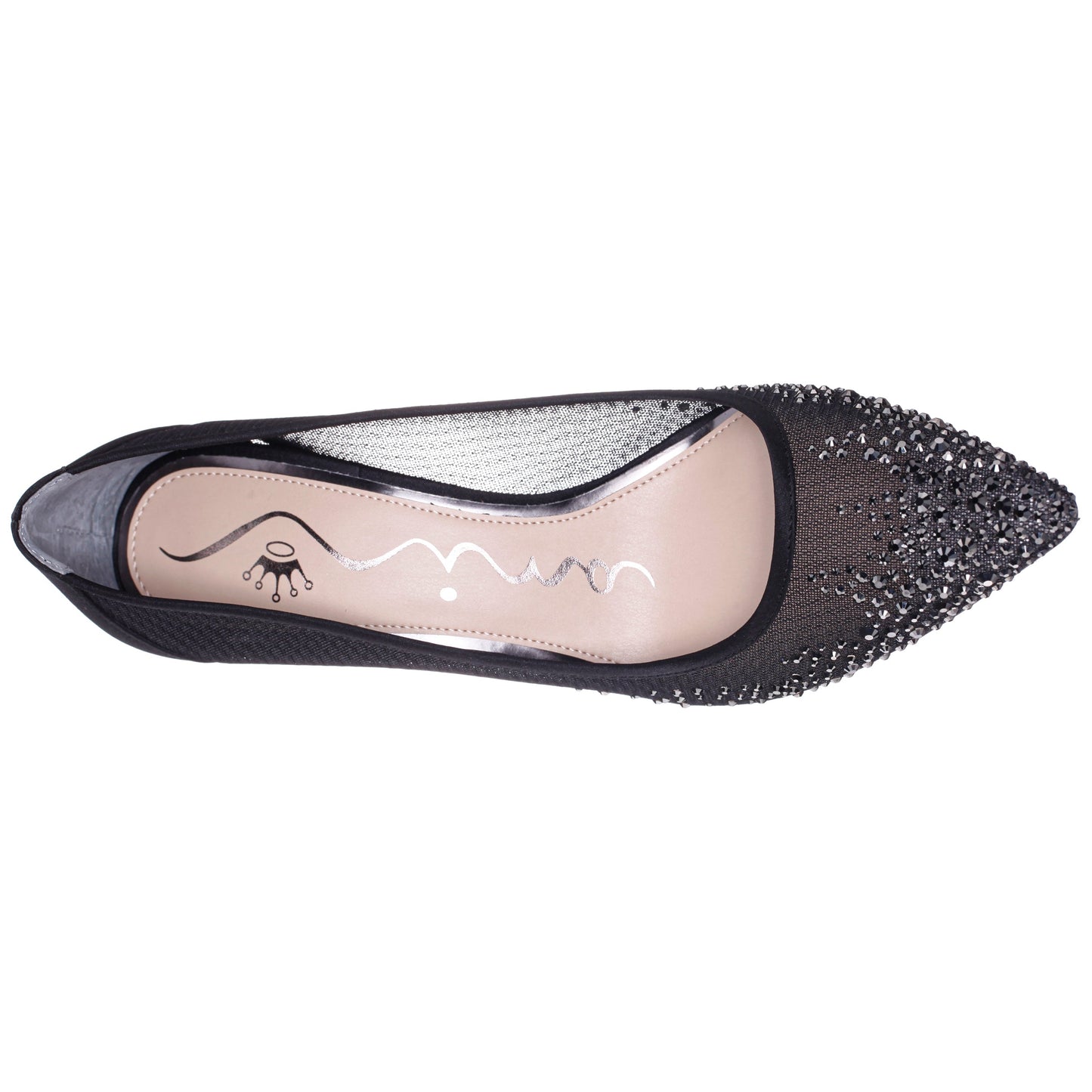 Nina Shoes Nalia Black Mesh with Faceted Crystals High-Heel Pumps