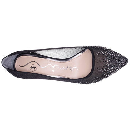 Nina Shoes Nalia Black Mesh with Faceted Crystals High-Heel Pumps