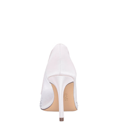 Nina Shoes Nalia White Mesh with Faceted Crystals High-Heel Pumps