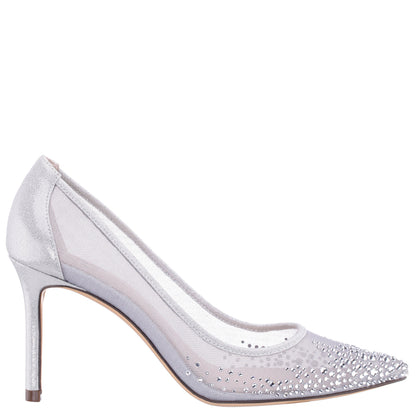 Nina Shoes Nalia True Silver Mesh with Faceted Crystals High-Heel Pumps