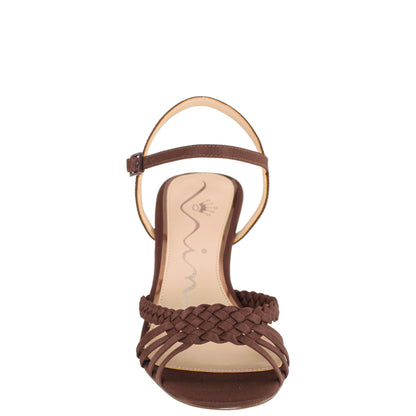 Nina Shoes Babe Brown Faille Low-Heel Sandal