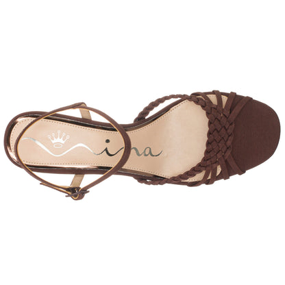 Nina Shoes Babe Brown Faille Low-Heel Sandal