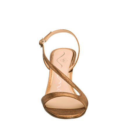 Nina Shoes Bubbles Brown Textured Metallic Mid-Heel Sandal