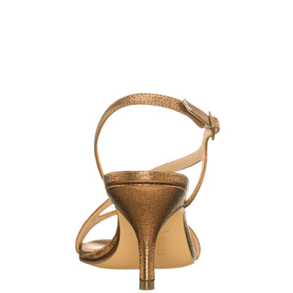 Nina Shoes Bubbles Brown Textured Metallic Mid-Heel Sandal