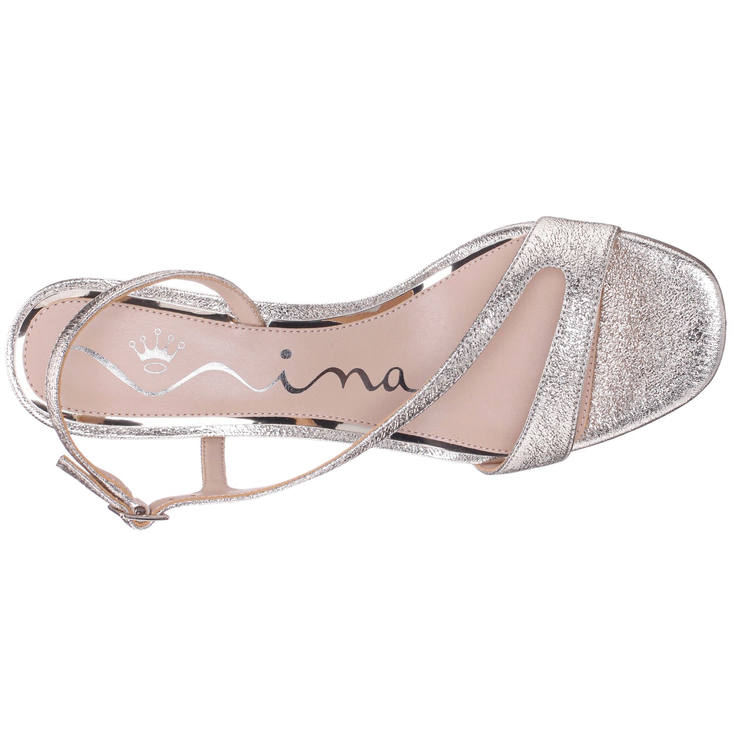 Nina Shoes Bubbles Gold Textured Metallic Mid-Heel Sandal