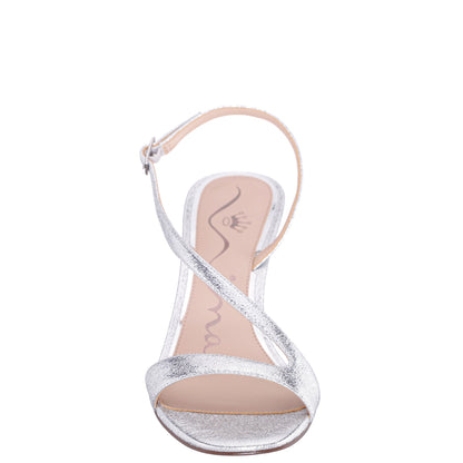 Nina Shoes Bubbles Silver Textured Metallic Mid-Heel Sandal