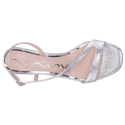 Nina Shoes Bubbles Silver Textured Metallic Mid-Heel Sandal